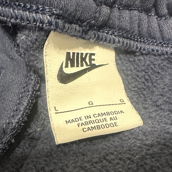 Nike Club Fleece Joggers Sportswear Sweat Pants Navy Blue White Logo Mens Large - Picture 2 of 10